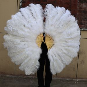 SZXBOGS 3052cm 3560cm Handheld Fur Fan Big Red Ostrich Runway  Props Performance Fur Fan Crafts  12 Bones Folding Fan