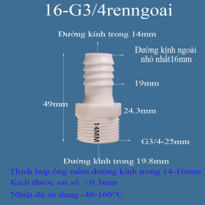 Đầu Chuyển Đổi Ren Ngoài DN20 Ra Đuôi Chuột Nối Ống Mềm 4 6 810 121620mm