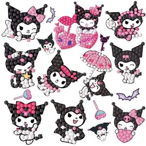 12Pcs /set kid diy Diamond Stickers Cute Cartoon Sanrio Kuromi Cinnamoroll Pokemon Stickers art and craft educational toy for kids Girl Gift