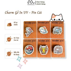 Charm Gỗ In UV Có Đính Phụ Kiện Pin Cài - Monwood - Đồ Dùng Văn Phòng Phẩm Mẫu Giao Ngẫu Nhiên