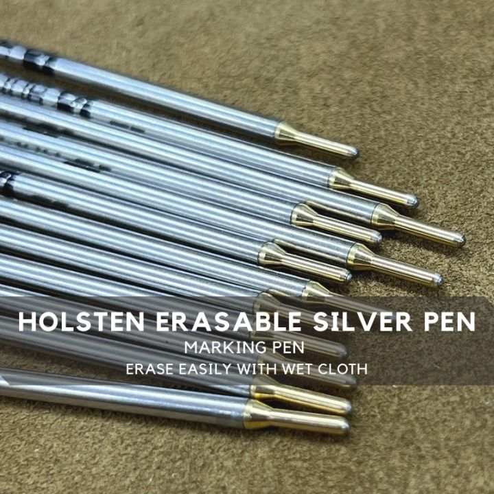 HOLSTEN Erasable Silver Marking Pen on Leather Fabric