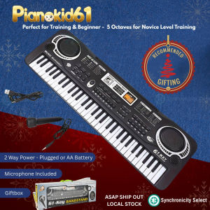 PianoKid61 - Childrens Beginner Training - 2 Way Power (Plug or Battery) - Portable Piano w Microphone 61-key Electronic Keyboard Educational Toy Suitable For Beginners Girls And Boys Childrens Piano Music Toy Perfect For Holiday Gifts.