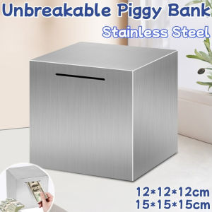 Stainless Steel Piggy Bank Fall Resistant Money Saving Box Financial Expert No Withdrawals of Coins