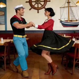 Halloween Couple Costumes cosplay Popeye the Sailor Cosplay Sailor Suit Couple Performance Costume