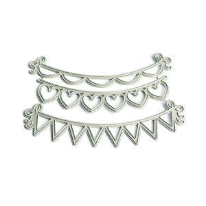 Heart Banners Metal Die Cuts Triangles Banners Cutting Dies Embossing Stencils for Greeting Card Scrapbooking Decorations