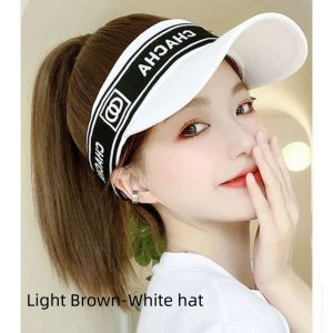 SUTONGXUE Hàng ngày Nâu Bãi biển Tổng hợp Tóc giả tự nhiên Có thể điều chỉnh Nối tóc Sợi chịu nhiệt Mùa hè Phụ kiện tóc Tóc Giả Mũ bóng chày Mũ tóc giả Tóc đuôi ngựa thẳng ngắn Mũ bóng chày chơi gôn đuôi ngựa