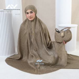 VINCOLLECTION -  Mukena Dewasa Santorini 2in1 Lasercut Kalyana Series