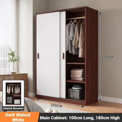 KEKEE Wardrobe Sliding Door Home Bedroom Thickened Storage Cabinet Easy Assembly Hanging Wardrobe Waterproof Moisture-proof Silent Sliding Door