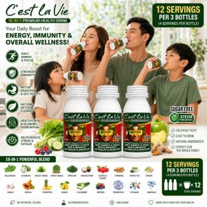 3-BOTTLE BUNDLE : Cest la Vie 19-in-1 Premium Juice Drink - Sugarfree Wellness Powdered Drink with Superfoods Herbs Antioxidants Fruits and Vegetables