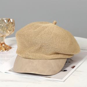 NOVELLEO วายทูเค หมวกเบเร่ต์ถักแบบโปร่ง ภาษาเกาหลี บาง หมวกบีนนี่ ย้อนยุค ระบายอากาศได้ดี หมวกเบเร่ต์สำหรับจิตรกร ผู้หญิง