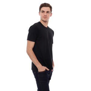 Kaos Polos Pria Oneck Lengan Pendek Bahan Katun Combed 30s Warna Hitam Solid