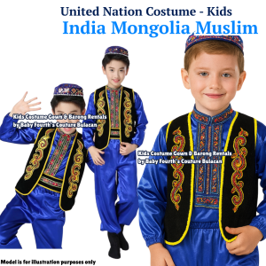 Baby Fourths Couture United Nation Traditional Dancing Muslim Indian India Mongolia Longsleeve Terno Costume for Kids National Attire for UN Events for Kids