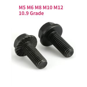 M5 M6 M8 M10 M12 10.9 Grade Carbon Steel GB5789 Hexagonal Flange Bolts External Hex Flange Screw With Tooth Anti-slip Screw