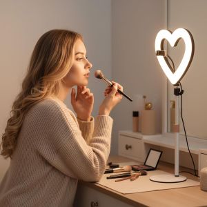 Ring Light for DeskHeart Table Light with 26" high Stand RGB 47colors Selfie LightUSB Powered LED Desk lamp with Phone Holder for Makeup Lights Lap Live Stream YouTubeTikTok