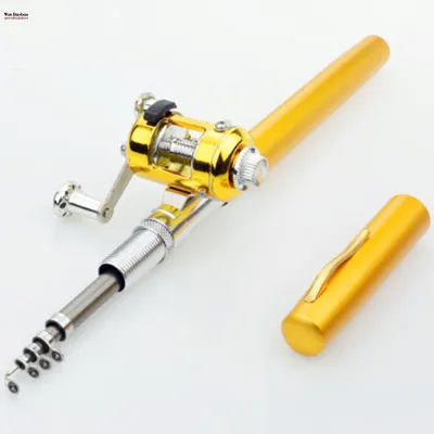 Portable Mini Pen Fishing Rod Aluminum Alloy Fishing Rod Pole Reel Combos Gift for Husband Father Yan Baobao JS-008-MY