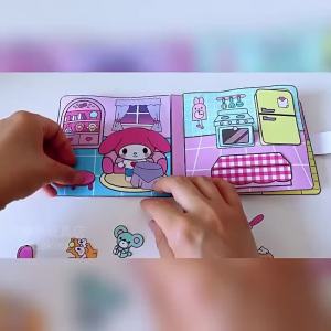 Sanrio Melody Quiet Book Paper Doll Oversized Quiet Book Cut-Free Quiet Book Double-Sided Lamination 安静书 doll book paper doll house book doll house for kids sanrio sticker paper doll house book murah cute bubble sticker kuromi doll house di