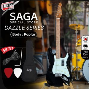 กีต้าร์ไฟฟ้า Saga Dazzles Series SSS คอเมเปิ้ลเผา สี Black ทัชชิ่งจับง่าย พร้อมซอฟเคส ปิ๊ก2อัน สายแจ็ค