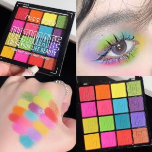 Misslara Bright 16-Color Eyeshadow Palette Pearl Glitter & Matte Long-Lasting Stage Makeup