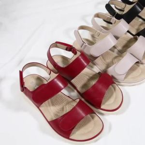 36-41 Simple Leather Sandals Velcro Shoes for Women Platforms Bohemian Popular Womens Shoes Casual Wedges Heel Ladies Shoes Office Wear Soft Daily Shoes Super Soft㏇0702