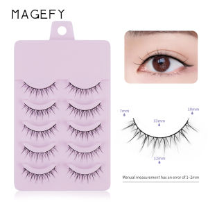 MAGEFY 5 Pasang Manga Bulu Mata Palsu Alami Asia Cosplay Fake eyelashes Faux Mink Jepang Korea 1464