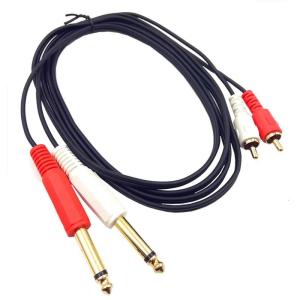 1/4 "2 Dual 6.35Mm โมโนตัวผู้ไปเป็น2 RCA ตัวผู้ AUX Convertor สายอะแดปเตอร์0.2M/1M/1.5M/300Cm