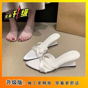 [Free Shipping] Simple Thin-Strap Sandals With High Heels Perfect With Skirts 2026 Korean Style!Elegant Open-Toe Wedge Sandals