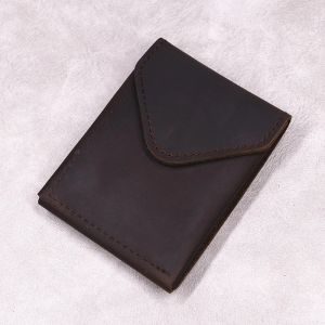 100% Genuine Leather Wallet For Men Male Original Cowhide Slim Minimalist Front Pocket Cash Wallet Card Holder With Flap Closure Mens Wallet Mens Wallets Wallets For MenWallets For