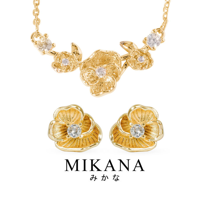 Mikana Birth Flower 14k Gold Plated February Violet Jewelry Set Accessories  For Women Necklace Earrings Jewelries fashion korean free shipping sale