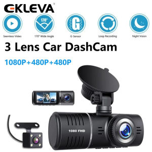 EKLEVA 3 Channel Dash Cam Car Camera 2.45“ IPS Camera for Cars Dashcam HD 1080P Driving Recorder Car Dash Camera Night Vision Car DVR