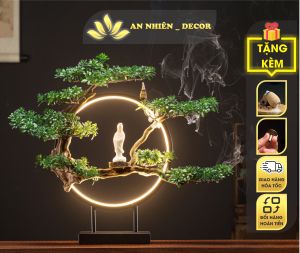 Đèn Led Vòng Kệ Cây Tùng Bách Thủ Công Sang Trọng vòng đèn 30cm (Tặng kèm 5 Nụ Trầm)  - GIẢM GIÁ SỐC!!!!!!
