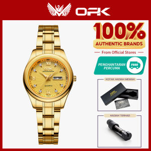 OPK resmi autentik merek jam tangan wanita terbaru 2025 elegan mewah bercahaya kalender pelat jam berlian tali jam baja tahan karat
