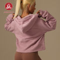 Moving Peach Women's Sports Hoodie Full-Zip Outdoor Jacket Cotton Warm Brushed Crop Coat Loose Fit Comfortable Gym Daily wear BSHL. 