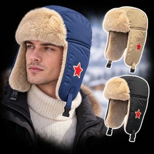 YESMILE Lót lông giả Mũ Lei Feng có che tai Chống chịu được nhiệt độ thấp. Chống gió. Mũ trùm đầu Bền bỉ Mũ Ushanka Ngôi Sao Đỏ Mũ phi công dành cho cả nam và nữ. Mùa đông