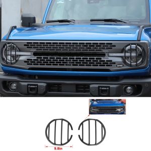 OnlyF U JeCar Auto Lamp Hoods Front Headlight Fog Light Covers Trim Stickers For Ford Bronco 2021 2022 2023 + Car Exterior Accessories 6B2Z9