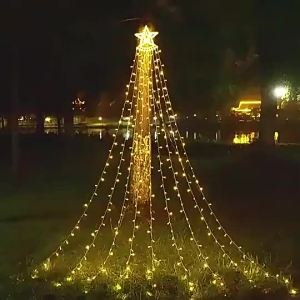 led ไฟน้ำตกดาวห้าแฉก ไฟน้ำไหล ไฟตกแต่งคริสต์มาส ไฟดาวตก ไฟห้อยต้นไม้ ไฟกลางแจ้ง Hot