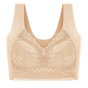 Women Wireless Lace Bra Beautiful Back Lace Bra Plus Size Push Up Underwear Soft Brassiere