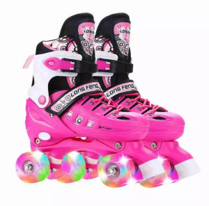 Roller Skates For Adult Kids 4 Wheel Roller Skate Roller Shoes Adjustable With Flash Wheel