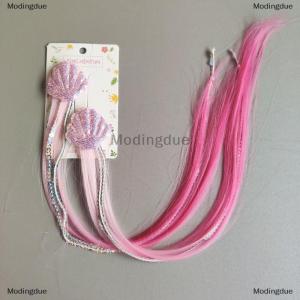 [COD] Modingdue Girls Mermaid Wigs Hairpins Ponytail Kids Rainbow Shell Hair Clip Hair Extension Colorful Wig Twist Braider Hair Accessories