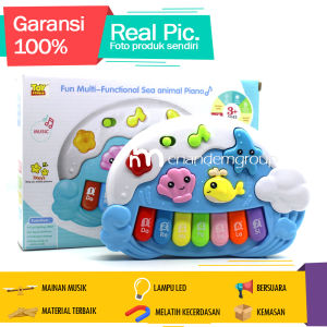 Multi Fungsi Mainan Musik Piano Anak dan Suara Hewan Lampu LED Set Lengkap