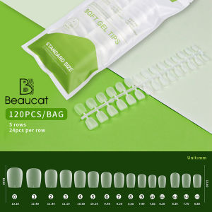 Beaucat 120pcs Clear Fake Nail Tips Press on False Nail Full Cover Coffin Semi-Frosted Nail Capsule SalonFalse nail extension transparentFalse nails
