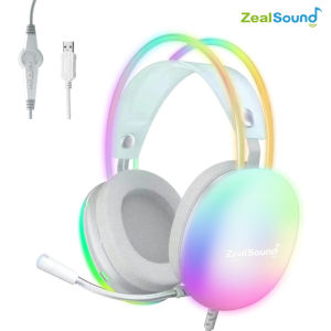 Zealsound Gaming Headphone  RGB For PC Laptop PS4 PS5 Wired Headset With Mic Bass Surround Over Ear USB Full Light Earphone S600