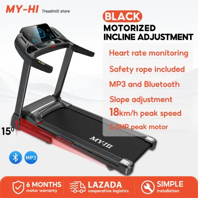 MY‑HI Heavy Duty Treadmill 5.0HP 18km/h Auto Incline Bluetooth MP3 Hydraulic Folding for Home Gym C2