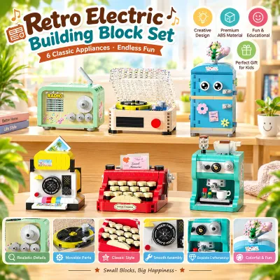 Retro electric typewriters camera-shaped building blocks childrens toys