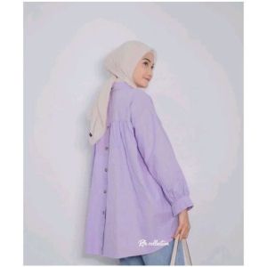 Kemeja Wanita Hana shirt - Blus Kancing Warna Pastel - Atasan Katun Premium