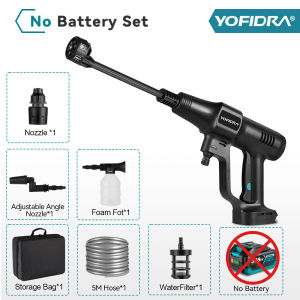 Pressure Washer Water Jet Spray 200Bar Brushless High Pressure Car Washer Water G un Cordless Water Gu n 6 IN 1 Cleaning Garden Washing Wash Spray Gu n for Makita 18V Battery