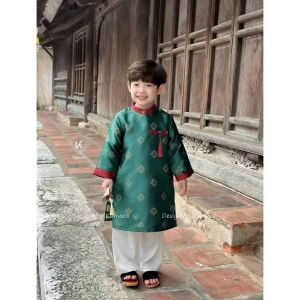 Áo dài cho bé bé trai chất nhung mềm mịn áo dài tết cho bé trai sz 10-30kg