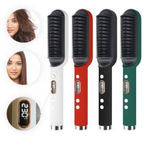 hair straightener comb straightener 2 In 1 Hot Air Brush LED Display (Uk Plug)