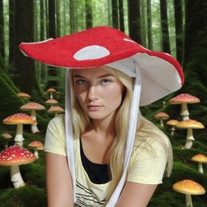 NOBLELYN Plush Mushroom Plush Hat Polka Dot Cartoon Cosplay Headgear Cute Roleplaying Photo Hat Cosplay Theme Party