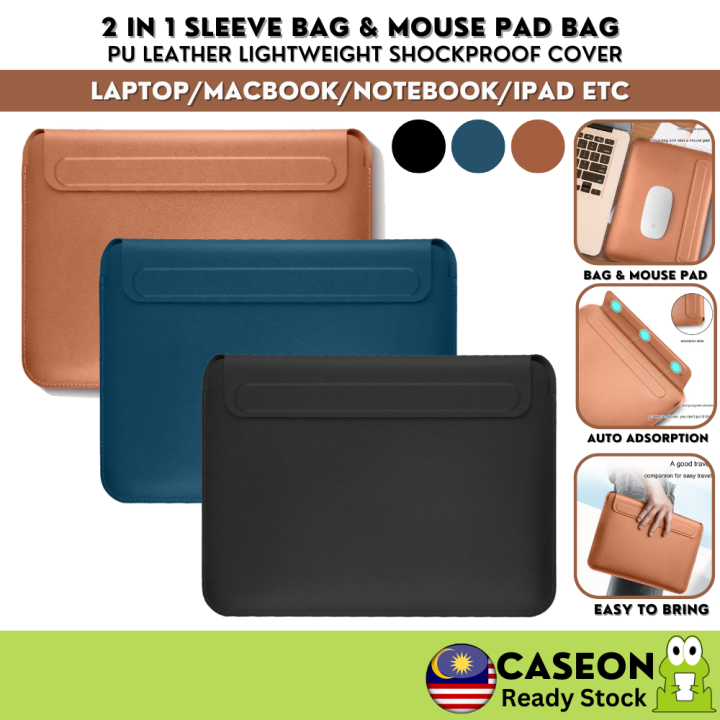 in Laptop Sleeve Bag Mouse Pad PU Leather Shockproof Case