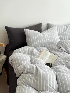 Kappa Washed Cotton Four-Piece Set A Super Soft and Soft Bedding Set with Duvet Cover Bed Sheet and Fitted Sheet for Student Dormitory LZD